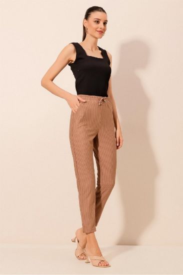 6560 Beli Lastikli Bağcıklı Pantolon - Camel resmi